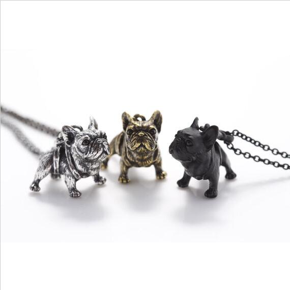 Shuangshuo Boho Hippie Vintage French Bulldog Necklace Women Lovely Puppy Bull Dog Statement Necklace for Women Fashion Jewelry