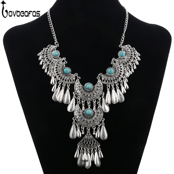 LOVBEAFAS Fashion Collier Femme Bijoux Bohemian Choker Statement Necklace Collar Vintage Maxi Long Necklace Fine Jewelry