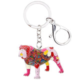 Bonsny Enamel English British Bulldog Bull Terrier Dog Key Chain Key Ring New Fashion Jewelry For Women Charm Bag Accessories