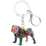 Bonsny Enamel English British Bulldog Bull Terrier Dog Key Chain Key Ring New Fashion Jewelry For Women Charm Bag Accessories