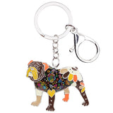 Bonsny Enamel English British Bulldog Bull Terrier Dog Key Chain Key Ring New Fashion Jewelry For Women Charm Bag Accessories