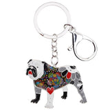 Bonsny Enamel English British Bulldog Bull Terrier Dog Key Chain Key Ring New Fashion Jewelry For Women Charm Bag Accessories