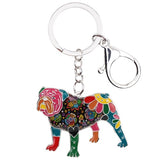 Bonsny Enamel English British Bulldog Bull Terrier Dog Key Chain Key Ring New Fashion Jewelry For Women Charm Bag Accessories