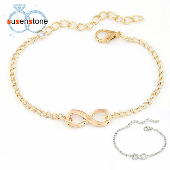 SUSENSTONE 2016 New Fashion Link Chain Women Men Handmade Gift Charm 8 Shape Jewelry Infinity Bracelet Siver and Gold