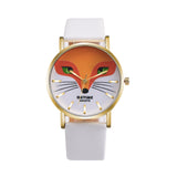 Retro Cartoon Fox Design Leather Band Analog Alloy Quartz Wrist Watch