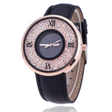 New Fashion Quartz Watch lady Rhinestone Leather Casual style Dress Womens clock Rose red Crystal Relogio feminino 2018