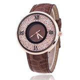 New Fashion Quartz Watch lady Rhinestone Leather Casual style Dress Womens clock Rose red Crystal Relogio feminino 2018