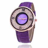 New Fashion Quartz Watch lady Rhinestone Leather Casual style Dress Womens clock Rose red Crystal Relogio feminino 2018