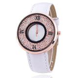 New Fashion Quartz Watch lady Rhinestone Leather Casual style Dress Womens clock Rose red Crystal Relogio feminino 2018