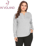 IN'VOLAND Big Size Women T-Shirts Tops XXL-5XL Spring Autumn Solid Long Sleeve Lace Patchwork Casual Large Tshirt Tees Plus Size