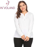 IN'VOLAND Big Size Women T-Shirts Tops XXL-5XL Spring Autumn Solid Long Sleeve Lace Patchwork Casual Large Tshirt Tees Plus Size