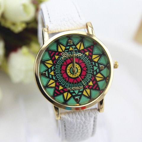 NEW Ethnic Watch Women Aztec Sun Stars PU Leather woman wristwatch casual dress accessories Geneva Style