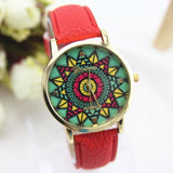 NEW Ethnic Watch Women Aztec Sun Stars PU Leather woman wristwatch casual dress accessories Geneva Style