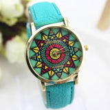 NEW Ethnic Watch Women Aztec Sun Stars PU Leather woman wristwatch casual dress accessories Geneva Style