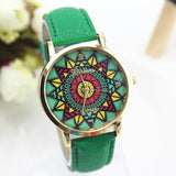 NEW Ethnic Watch Women Aztec Sun Stars PU Leather woman wristwatch casual dress accessories Geneva Style