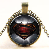 Hot! 2017 New Batman Superman For Men Three Color 25MM Round Glass Pendant Necklace Collier Hero Charm Necklace Jewelry Gift