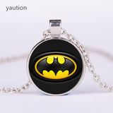 Hot! 2017 New Batman Superman For Men Three Color 25MM Round Glass Pendant Necklace Collier Hero Charm Necklace Jewelry Gift