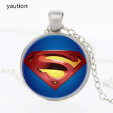 Hot! 2017 New Batman Superman For Men Three Color 25MM Round Glass Pendant Necklace Collier Hero Charm Necklace Jewelry Gift