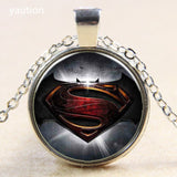 Hot! 2017 New Batman Superman For Men Three Color 25MM Round Glass Pendant Necklace Collier Hero Charm Necklace Jewelry Gift