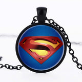 Hot! 2017 New Batman Superman For Men Three Color 25MM Round Glass Pendant Necklace Collier Hero Charm Necklace Jewelry Gift