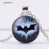 Hot! 2017 New Batman Superman For Men Three Color 25MM Round Glass Pendant Necklace Collier Hero Charm Necklace Jewelry Gift