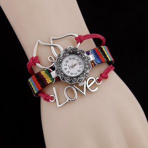 New Fashion 2018 Watches Women Antique LOVE Style Bracelet Watches Women Casual Analog Dress Watch Quartz Watch 6 Color AC109