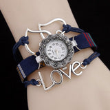 New Fashion 2018 Watches Women Antique LOVE Style Bracelet Watches Women Casual Analog Dress Watch Quartz Watch 6 Color AC109