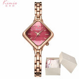 Brand Watch Kimio New Style Square Dail Luxury Brand Women Quartz Rose Gold Bracelet Dress Watch Relogio Montre Femme with Box