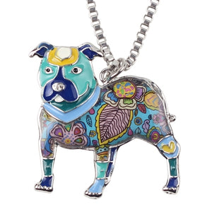 Bonsny Maxi Statement Metal Alloy Pit Bull Buster Dog Choker Necklace Chain Collar Pendant 2016 Fashion Enamel Jewelry Women