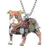 Bonsny Maxi Statement Metal Alloy Pit Bull Buster Dog Choker Necklace Chain Collar Pendant 2016 Fashion Enamel Jewelry Women