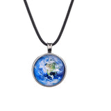 LUBINGSHINE Black Leather Rope Necklace Galaxy Solar System Pendants Necklaces For Woman collier femme Fashion Jewelry