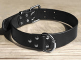 Luxury Best Genuine Leather Pet Dog Collars For Pit bull German Shepherd Labrador with Durable D ring & Buckle S/M/L/XL Black