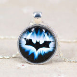 2016 New Silver Batman Superman Necklace For Men Glass Spiderman Green Lantern The Flash Pendant Necklace Collier Jewelry Gift