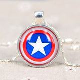 2016 New Silver Batman Superman Necklace For Men Glass Spiderman Green Lantern The Flash Pendant Necklace Collier Jewelry Gift