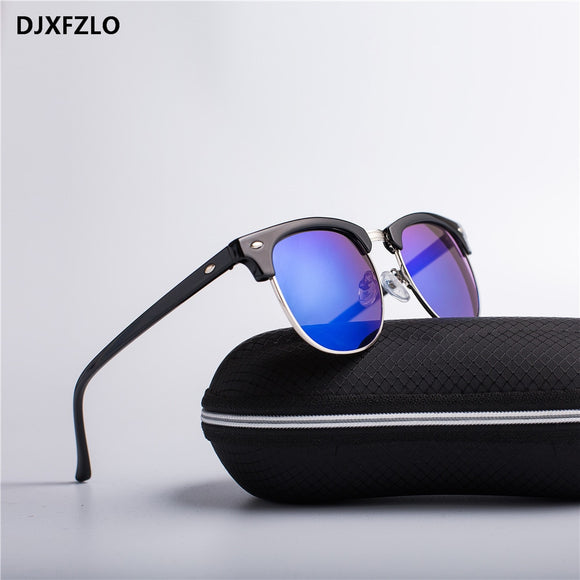 DJXFZLO 2018 Half Metal Fashion New Sunglasses Men/Women Brand Designer Retro Rivet High Quality Lens Sun Glasses Female Oculos