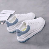 White Shoes For Women Female Thick Gym Shoes Woman Ventilation Hundred Up Blue Patchwork Skate Shoes Flat Trend Tennis Shoes