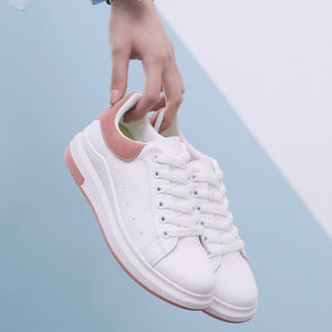 White Shoes For Women Female Thick Gym Shoes Woman Ventilation Hundred Up Blue Patchwork Skate Shoes Flat Trend Tennis Shoes