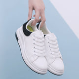 White Shoes For Women Female Thick Gym Shoes Woman Ventilation Hundred Up Blue Patchwork Skate Shoes Flat Trend Tennis Shoes