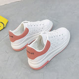 White Shoes For Women Female Thick Gym Shoes Woman Ventilation Hundred Up Blue Patchwork Skate Shoes Flat Trend Tennis Shoes