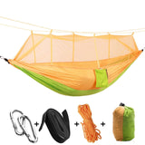 Outdoors Camping Hammock With Mosquito Net RipStop Nylon Lightweight Bug Free Hiking Backpacking Portable Double Reversible