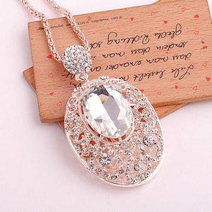 Women Chains Necklaces & pendants Big Pendant Large Crystal Chain Long Necklace Clothing Accessories Collier Rose Gold Neckless