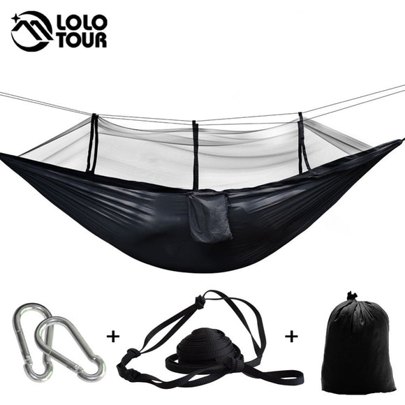 Outdoors Camping Hammock With Mosquito Net RipStop Nylon Lightweight Bug Free Hiking Backpacking Portable Double Reversible