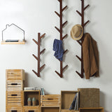 Actionclub 1 PC Bamboo Wooden Hanging Coat Rack Wall Clothes Hanger Living Room Bedroom Decoration Hanger Wall Shelves 6 Hooks