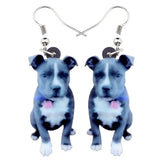 Bonsny Acrylic Staffordshire Bull Terrier Dog Earrings Big Long Dangle Drop Fashion Animal Jewelry For Women Girls Ladies Teens