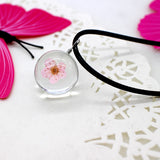 Real Dried Dandelion Pendant Necklace Glass Ball Plant flower Crystal feather Long Strip Leather rope Chain Gift Collier Femme