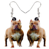 Bonsny Acrylic Standing American Pit Bull Terrier Dog Earrings Big Long Dangle Drop Fashion Jewelry For Women Girls Ladies Gifts