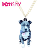 Bonsny Statement Acrylic Staffordshire Bull Terrier Dog Necklace Pendant Collar Choker Animal Jewelry For Women Girls Teens Pets