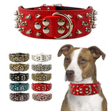 Pet Dog Collar Leather Collars for Pitbull Spiked Studded Dogs Collars for Medium Large Pets Pit Bull Dog