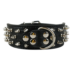 Pet Dog Collar Leather Collars for Pitbull Spiked Studded Dogs Collars for Medium Large Pets Pit Bull Dog