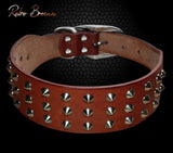 Pug Dog Collar Leather Adjustable Spikes Pet Collar For Small Medium Large Dogs Black Brown Bull Dog coleira